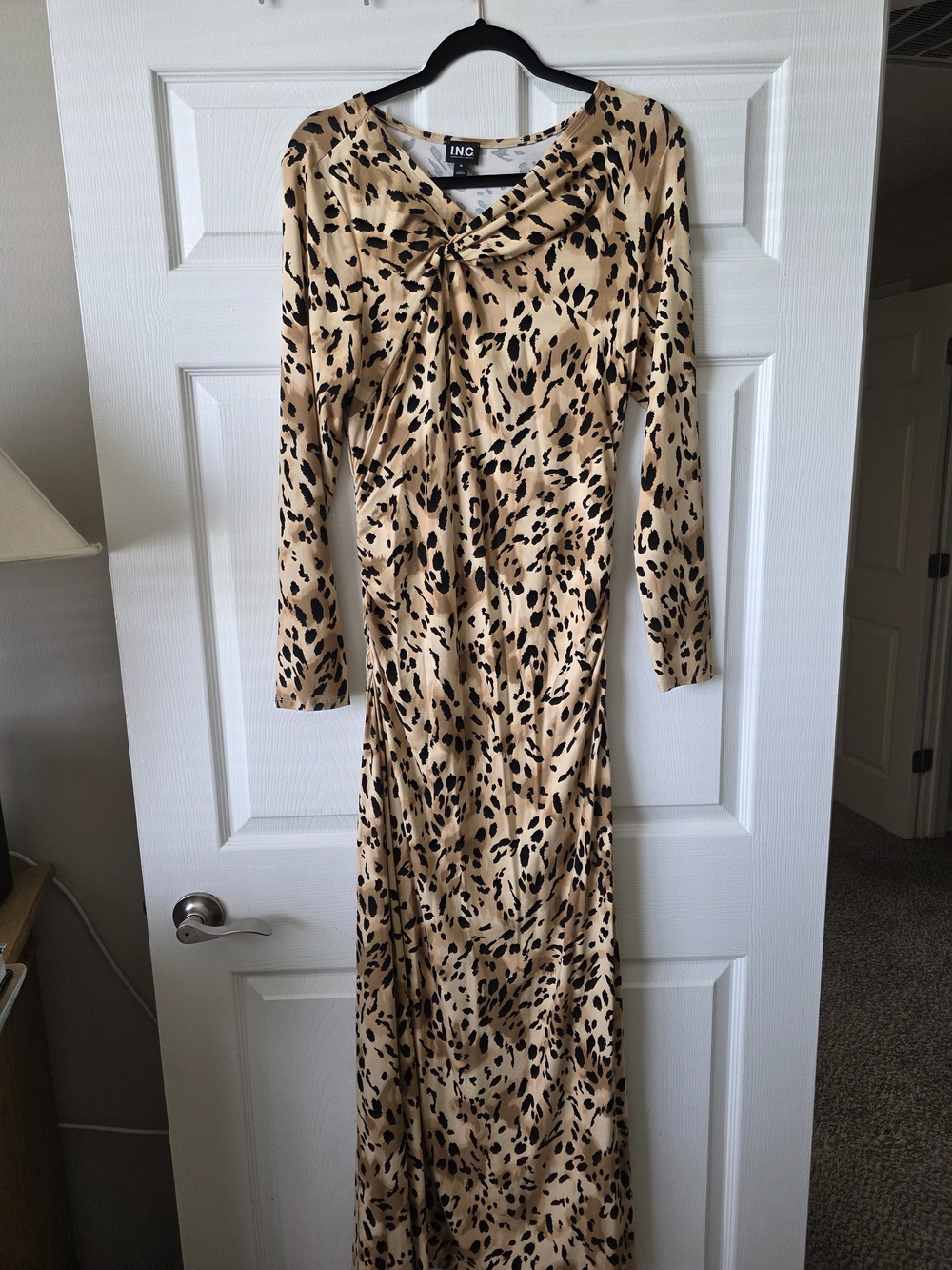 INC International Concepts Long Sleeve Leopard Print Maxi Dress - Tan/Black